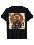 Men's T-Shirt Traditional Japanese Style Dog Holding Samurai Sword