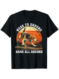 Men's T-Shirt Nose To Ground Sunset Landscape With Tall Grass And Hunting Beagle Dog
