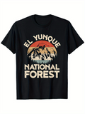 Men's T-Shirt El Yunque National Forest Retro Sunset With Rugged Mountain Peak T Shirt