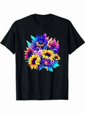 Men's T-Shirt Vivid Neon Sunflowers In Lush Artistic Color Burst Sunflower