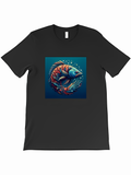 Men's T-Shirt Vivid Blue Gradient With Underwater Plants Surrounding A Colorful Fish