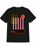 Men's T-Shirt Retro Geometric Lines And Circles With Layered Modern Shapes