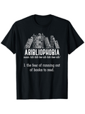 Men's T-Shirt Abibliophobia Meaning Books And Reading Definition Black Tee