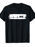 Men's T-Shirt Heartbeat Line With Silhouette Of Factory And Tall Trees