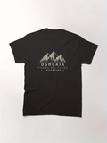 Men's T-Shirt Mountain Range Silhouette With Sunrise Glowing Above Ushuaia Patagonia T Shirt