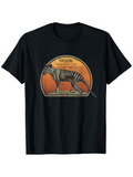 Men's T-Shirt Vintage Wild Striped Animal Silhouette Sunset Thylacine