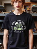 Men's T-Shirt Your Brand Name Goes Here Futuristic Alien With Helmet Holding Ray Gun