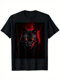 Men's T-Shirt Glowing Red Energy Surrounding Fierce Black Wolf Face