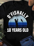 Men's T-Shirt OFishally 18 Years Old Blue Lake Fisherman With Jumping Fish Silhouette