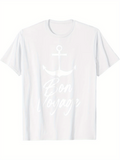Men's T-Shirt Bon Voyage Nautical Anchor With Handwritten Text And Seaside White T Shirt