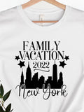 Women's T-Shirt Family Vacation 2022 With Black City Skyline And Stars New York