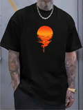 Men's T-Shirt Glowing Orange Sunset Reflected Over Calm Rippling Waters Sun