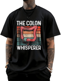 Men's T-Shirt The Colon Whisperer Colorful Striped Background With Anatomical Colon Illustration