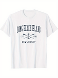 Men's T-Shirt Long Beach Island New Jersey With Oars And Anchor Motif