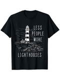 Men's T-Shirt Less People More Lighthouses Over Night Seaside Coastline And Large Lighthouse