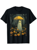 Men's T-Shirt Ghost Holding Yellow Umbrella Among Sunflowers In Forest