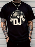 Men's T-Shirt Vinyl Record With Headphones Featuring Bold DJ Lettering