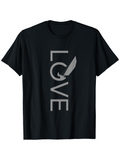 Men's T-Shirt Vertical Love Typography With Feather Graphic On Black T Shirt