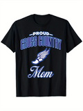Men's T-Shirt Proud Blue Lettering Over Winged Shoe Cross Country Mom T Shirt