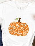 Men's T-Shirt Whimsical Autumn Swirl Patterns With Delicate Blossoms Pumpkin