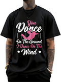 Men's T-Shirt You Dance With Pink Silhouette Among Floating White Stars Wind