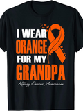 Men's T-Shirt I Wear Orange For My Grandpa Awareness Ribbon Black Tee