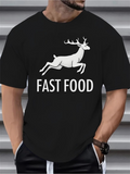 Men's T-Shirt Fast Food Running White Deer Creative Humor Design