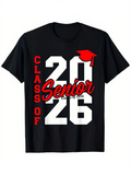 Men's T-Shirt Senior Graduation Year With Red Cap And Bold White Numbers Shirt
