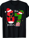 Men's T-Shirt Six Seven Christmas Elf Hats And Festive Belts With Stars Number