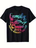 Men's T-Shirt Family Cruise 2025 Making Memories Together Sunset Palm Tree Ocean Cruise Ship