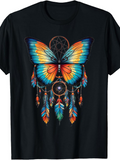 Men's T-Shirt Vivid Rainbow Wings With Feathers Dreamcatcher Shimmer And Elegant Butterfly