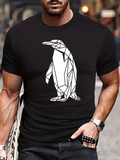 Men's T-Shirt Geometric Abstract Lines And Shapes Forming Standing Penguin