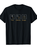 Men's T-Shirt Find Combine Escape With Puzzle Icons And Minimal Line Art Lock