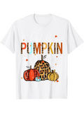 Men's T-Shirt Pumpkin With Colorful Falling Leaves Surrounded By Artistic Decorative Gourds Pumpkin