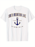 Men's T-Shirt Smith Mountain Lake With Blue Nautical Anchor And Virginia Text T Shirt