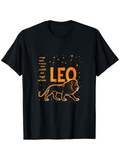 Men's T-Shirt Bold Fiery Courageous Lion With Star Constellation Under Golden Sparkles