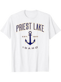 Men's T-Shirt Priest Lake Idaho Nautical Navy Anchor And Vintage Emblem Shirt