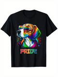 Men's T-Shirt Pride Rainbow Colors With Sunglasses And Confetti Beagle Dog