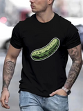 Men's T-Shirt Playful Green Vegetable Among Urban Streets Pickle