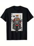 Men's T-Shirt Playing Card King Riding Motorcycle Illustration