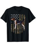Men's T-Shirt Camo Stripes And Stars With Standing Loyal Hunting Dog