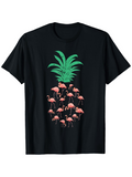 Men's T-Shirt Playful Pink Flamingos Forming Pineapple Shape Under Lush Green Leaves Flamingo