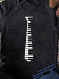 Men's T-Shirt Monochrome Tie Shaped Piano Keys On Soft Cotton T Shirt