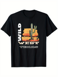 Men's T-Shirt Wild West Texas Desert Cactus Landscape Under Evening Sky