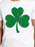 Men's T-Shirt Vintage Textured Green Shamrock Leaf Centered Lucky Clover