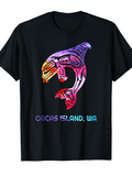 Men's T-Shirt Orcas Island WA Vibrant Abstract Lines Among Gradient Colors Orca