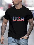 Men's T-Shirt USA American Flag Letters Surrounded By Urban City Street Scene T Shirt