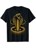 Men's T-Shirt Golden Scales Coiled In Striking Position Glowing Fierce Hooded Cobra