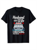 Men's T-Shirt Husband And Wife Cruising Together With Ocean Hearts Cruise Ship