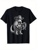 Men's T-Shirt Western Rodeo Armadillo With Cowboy Hat And Boots Lasso